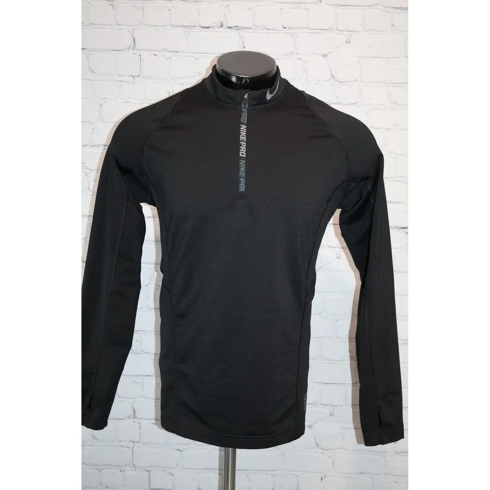Nike Pro 1/4 Zip Shirt Mens Large Fitted Mock Neck Pullover Hyper Warm Workout